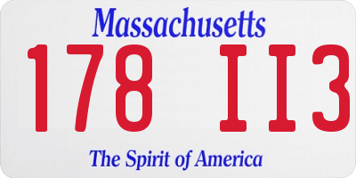 MA license plate 178II3