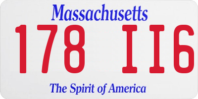 MA license plate 178II6
