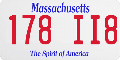 MA license plate 178II8