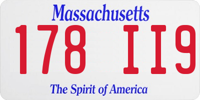MA license plate 178II9