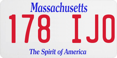 MA license plate 178IJ0