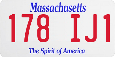 MA license plate 178IJ1