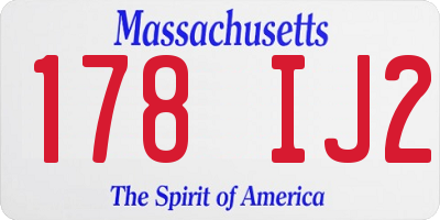 MA license plate 178IJ2