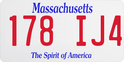 MA license plate 178IJ4