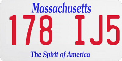 MA license plate 178IJ5