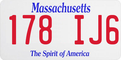 MA license plate 178IJ6