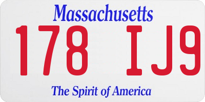 MA license plate 178IJ9
