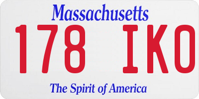 MA license plate 178IK0