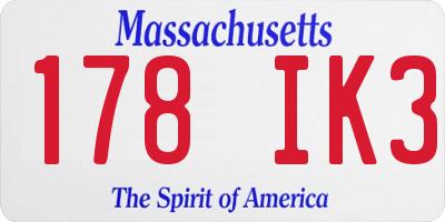 MA license plate 178IK3
