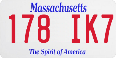 MA license plate 178IK7