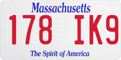 MA license plate 178IK9