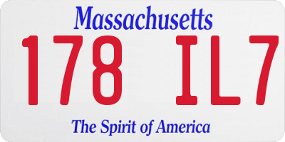 MA license plate 178IL7