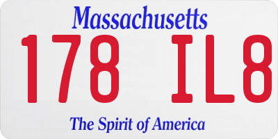 MA license plate 178IL8