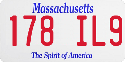 MA license plate 178IL9