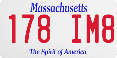 MA license plate 178IM8