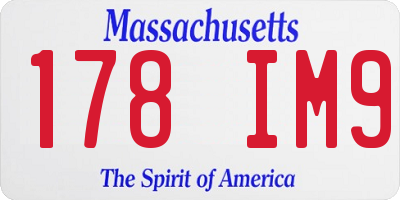 MA license plate 178IM9