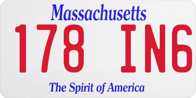 MA license plate 178IN6