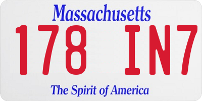 MA license plate 178IN7