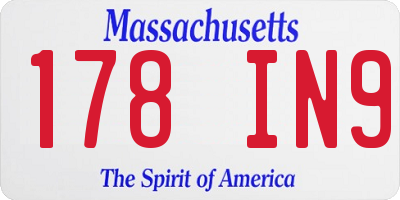 MA license plate 178IN9