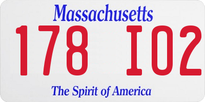 MA license plate 178IO2