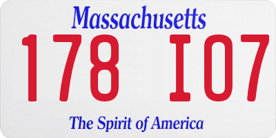 MA license plate 178IO7