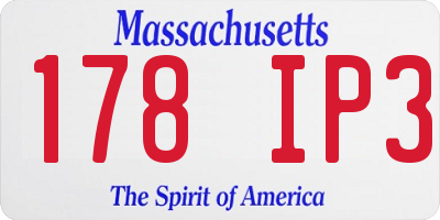 MA license plate 178IP3