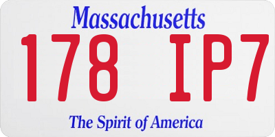 MA license plate 178IP7
