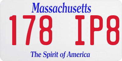 MA license plate 178IP8