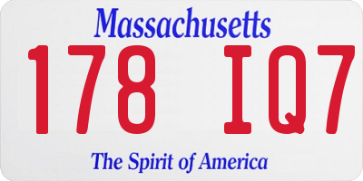 MA license plate 178IQ7