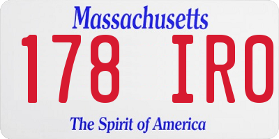MA license plate 178IR0