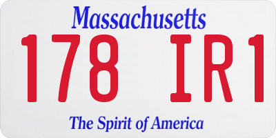 MA license plate 178IR1