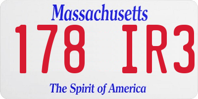 MA license plate 178IR3