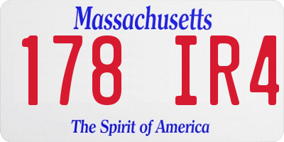 MA license plate 178IR4