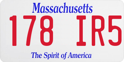 MA license plate 178IR5