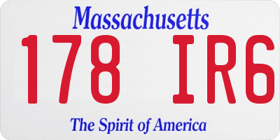 MA license plate 178IR6