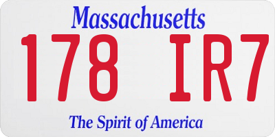 MA license plate 178IR7