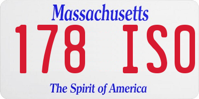 MA license plate 178IS0