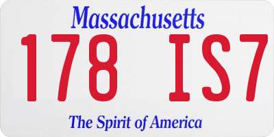 MA license plate 178IS7
