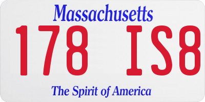 MA license plate 178IS8
