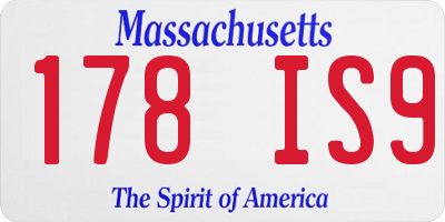 MA license plate 178IS9
