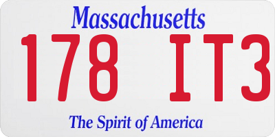 MA license plate 178IT3