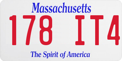 MA license plate 178IT4