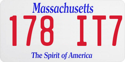 MA license plate 178IT7