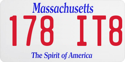 MA license plate 178IT8