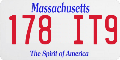 MA license plate 178IT9