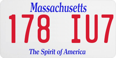 MA license plate 178IU7