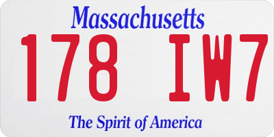 MA license plate 178IW7