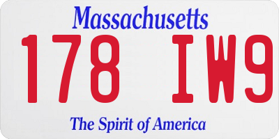 MA license plate 178IW9
