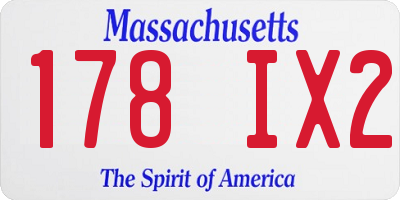 MA license plate 178IX2