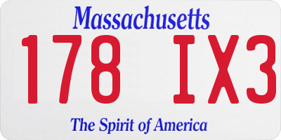 MA license plate 178IX3